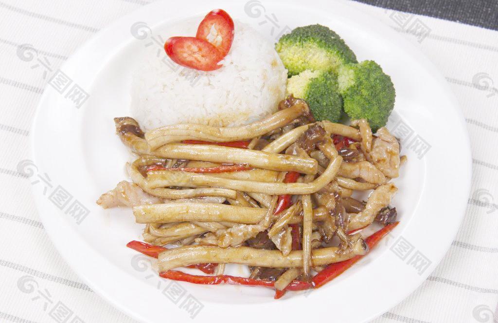 茶树菇炒肉套餐图片