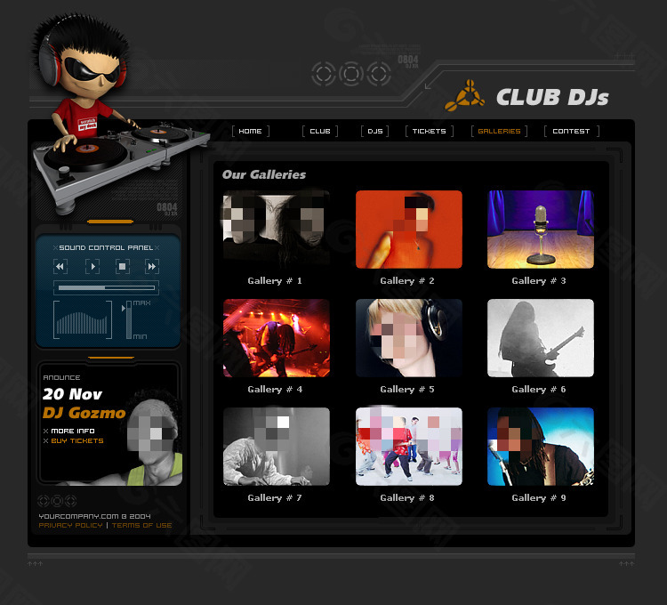 俱乐部音乐网页psd模板