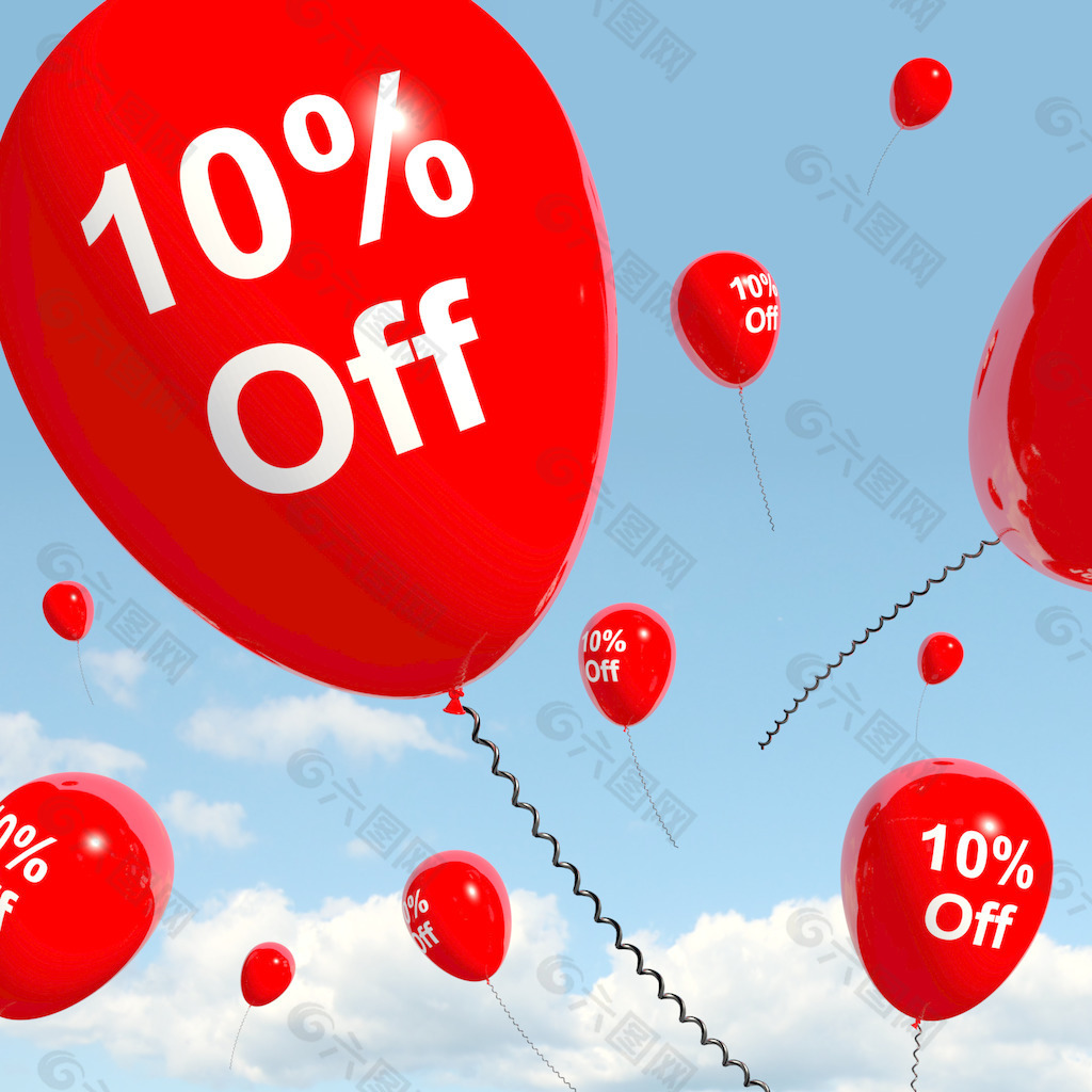 用10显示百分之十销售折扣的气球
