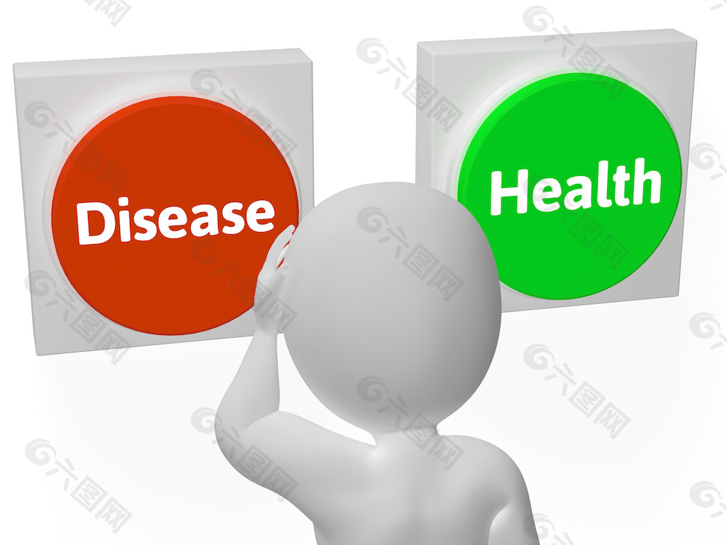 疾病健康按钮显示疾病或药物