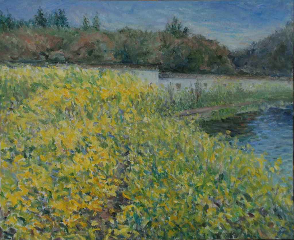 河边风景油画
