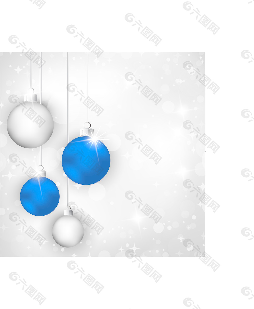 圣诞贺卡和蓝色和银色圣诞球