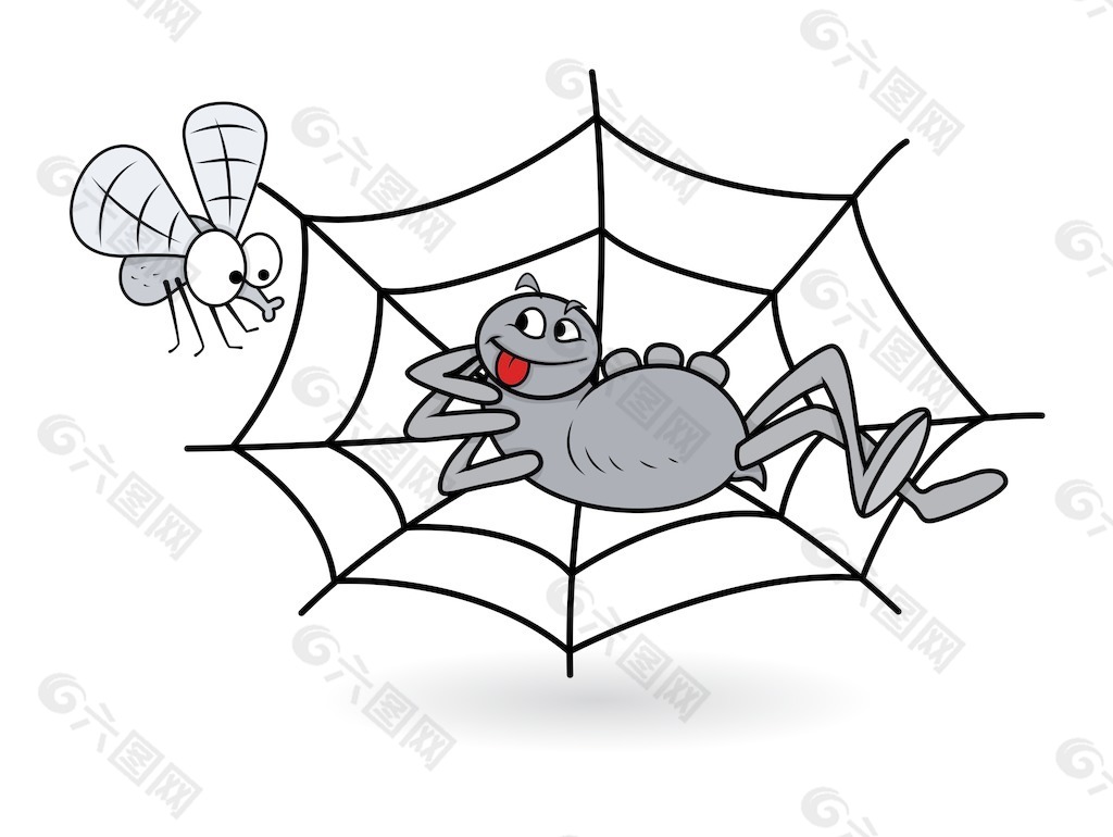 蜘蛛在Web的蜜蜂-万圣节插画矢量