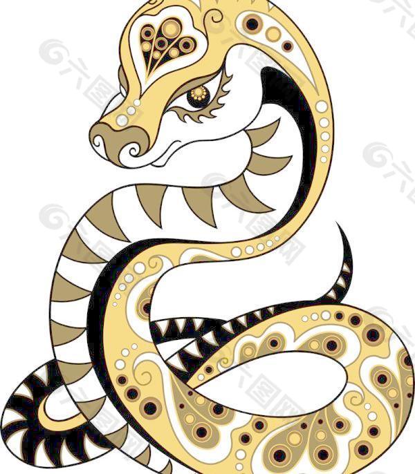 蛇的花纹装饰画图片