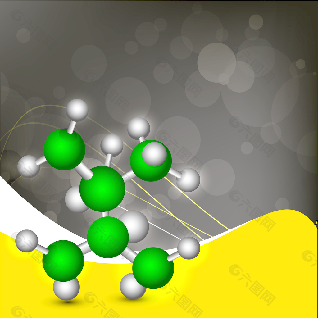 在黄色和白色波背景银绿分子医学的概念