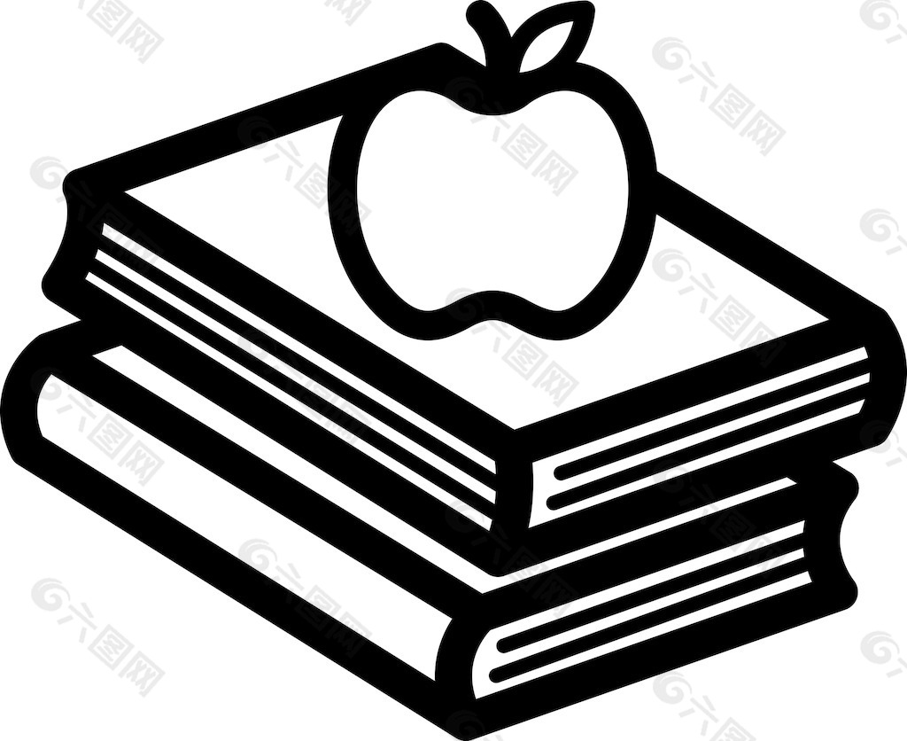 苹果对书籍的卡通