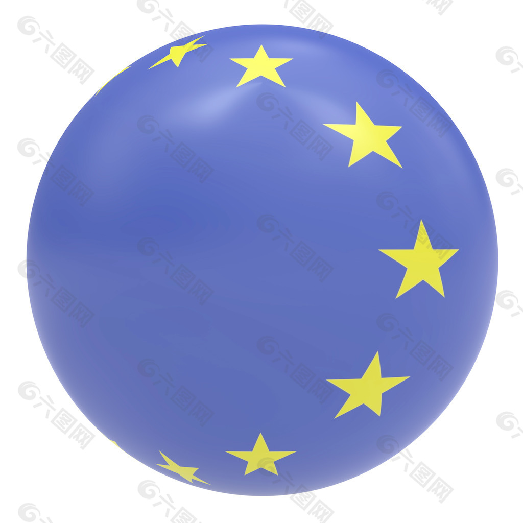 欧洲联盟的旗帜白色隔离球