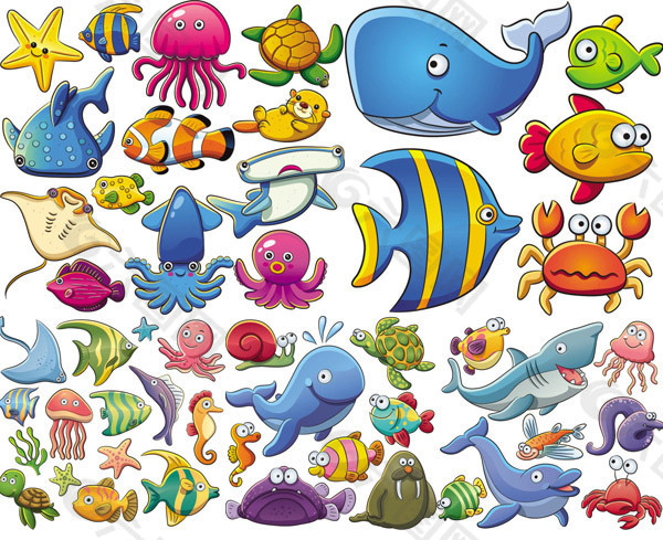 卡通海洋生物平面广告素材免费下载 图片编号 六图网