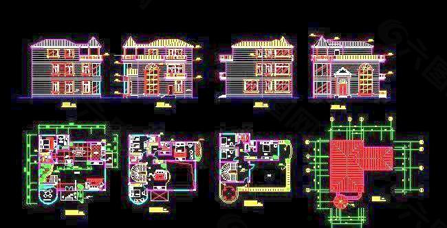 三层简易欧式风格经济实用型房屋方案设计图14x14
