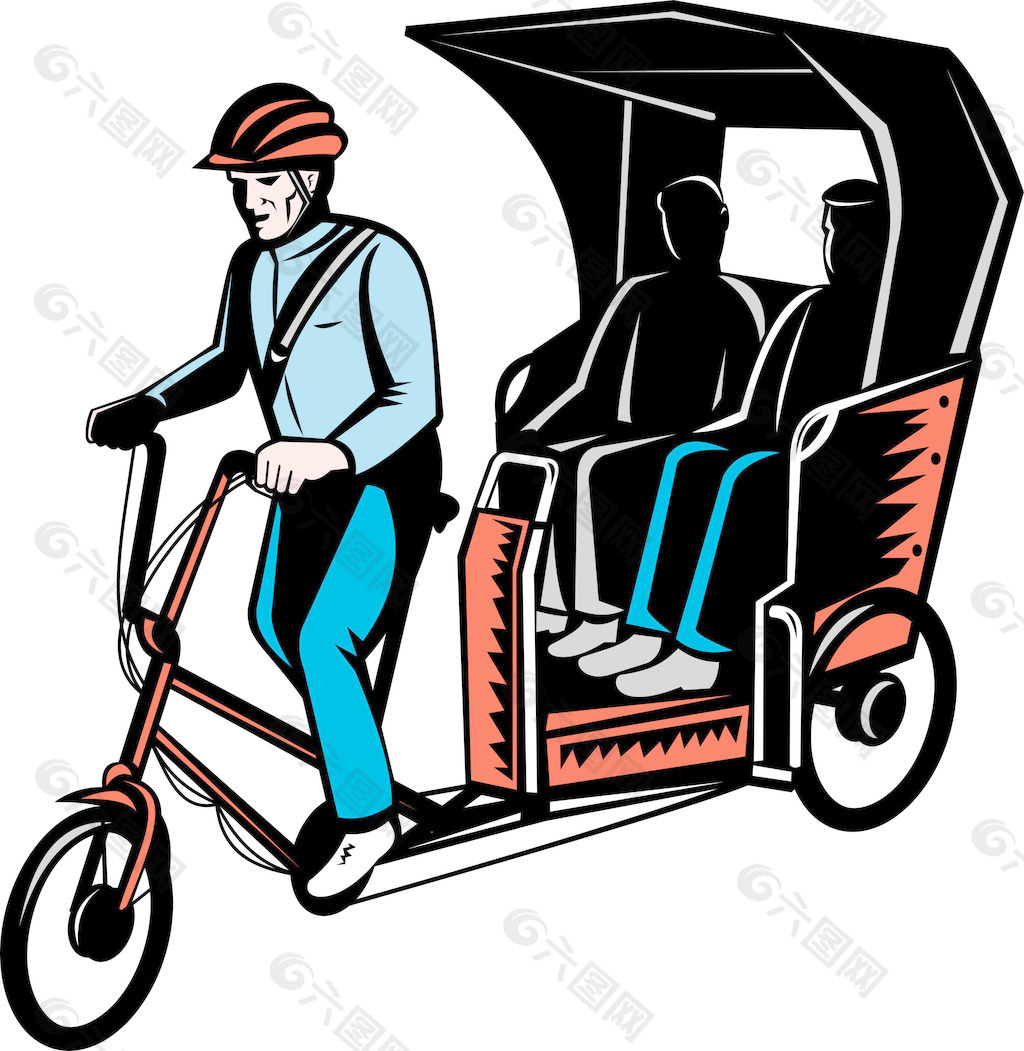 与司机和乘客的三轮车