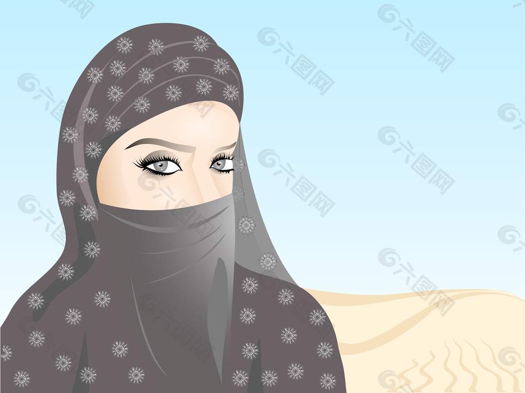 在美丽的穆斯林妇女的头巾