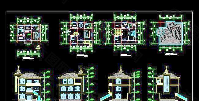 某农村三层欧式标准型别墅施工设计图10x7