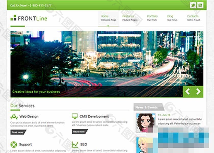绿色漂亮大气html5企业整站模板