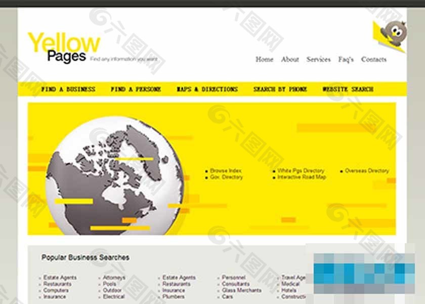 黄色yellow网站英文外贸CSS模板