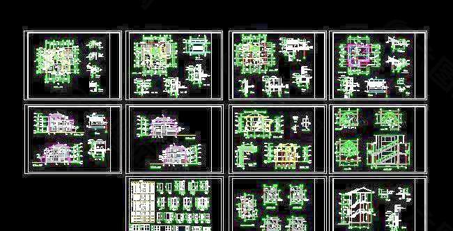 某市郊区三层豪华大气别墅建筑施工图13x14