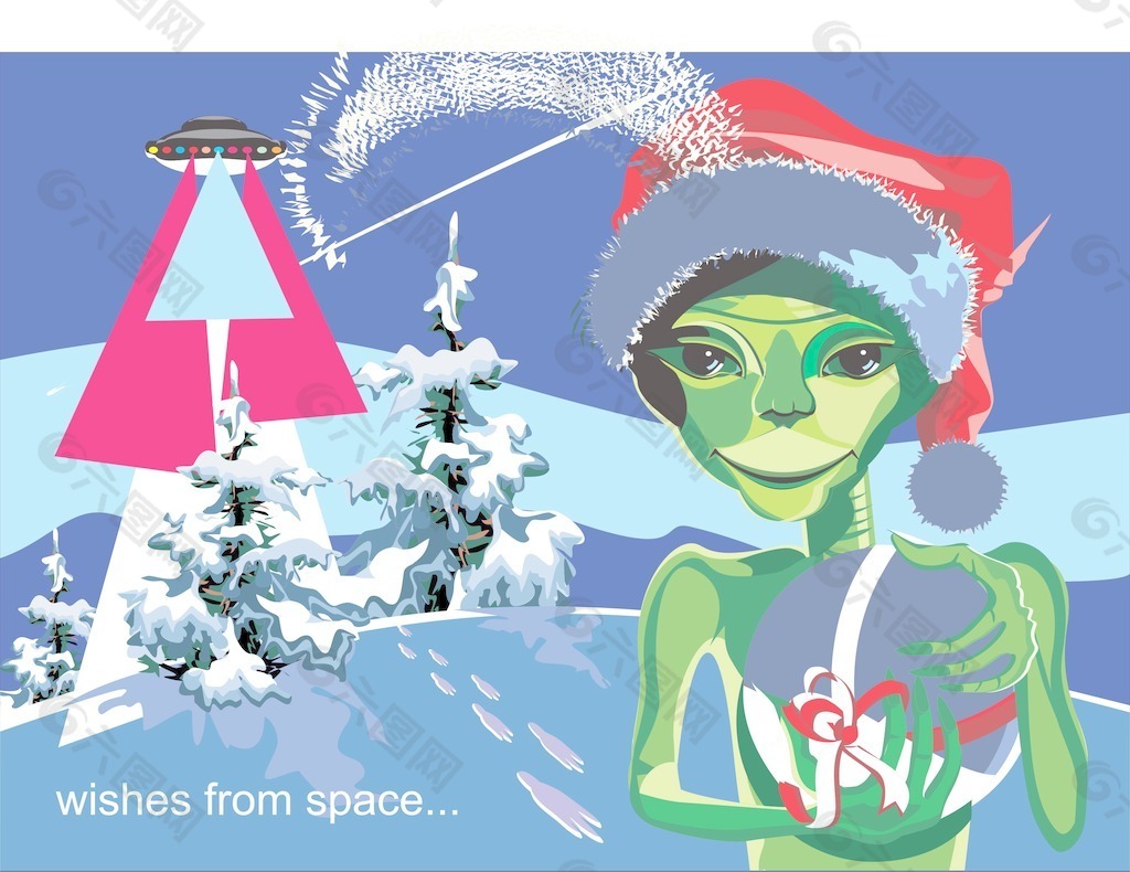 可爱外星人圣诞节电脑壁纸高清大图预览1680x1050_可爱壁纸下载_墨鱼部落格