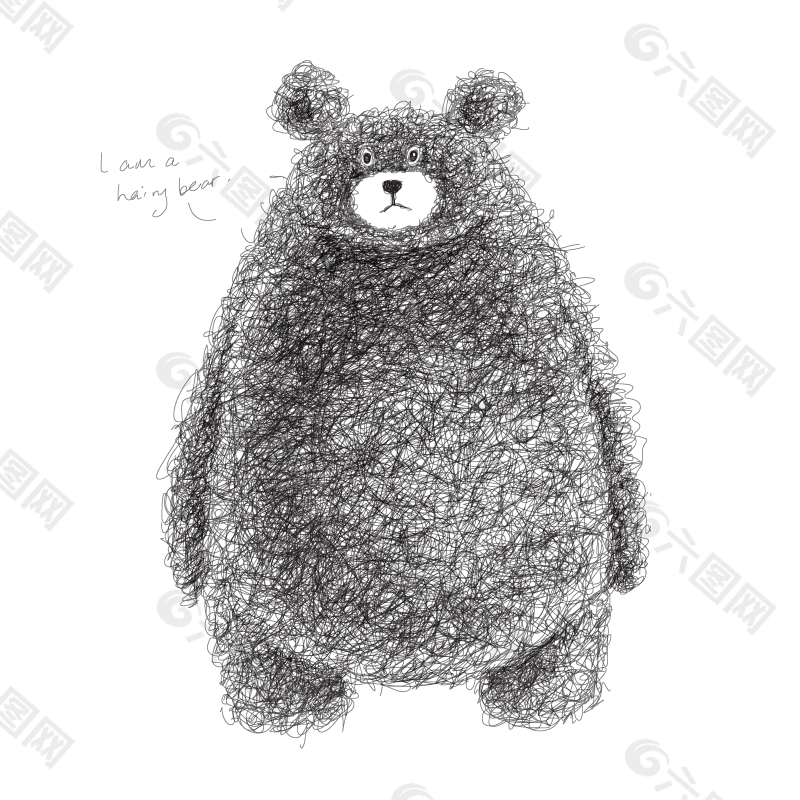可爱手绘棕熊矢量素材