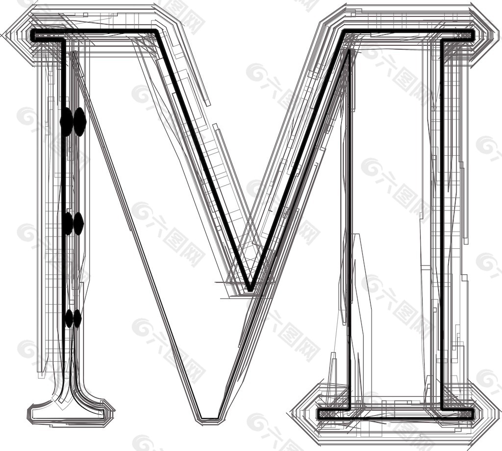 技术的字体的字母M
