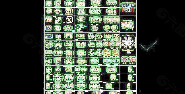 小区单元式住宅多种户型平面设计图