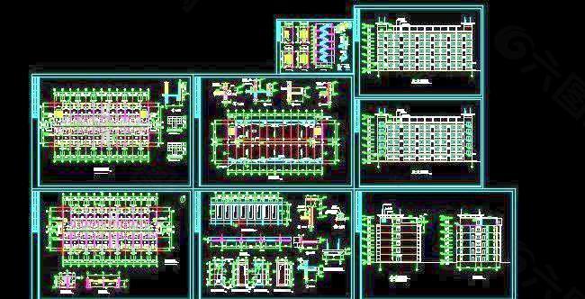 五層宿舍樓框架結構設計圖紙