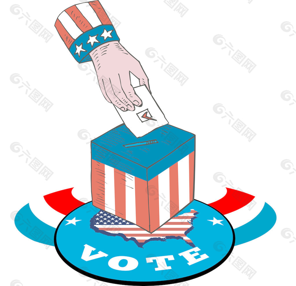 美国大选投票投票箱的复古
