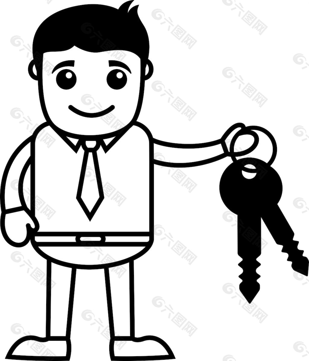人与车钥匙-房地产贷款的概念-商业卡通人物矢量图