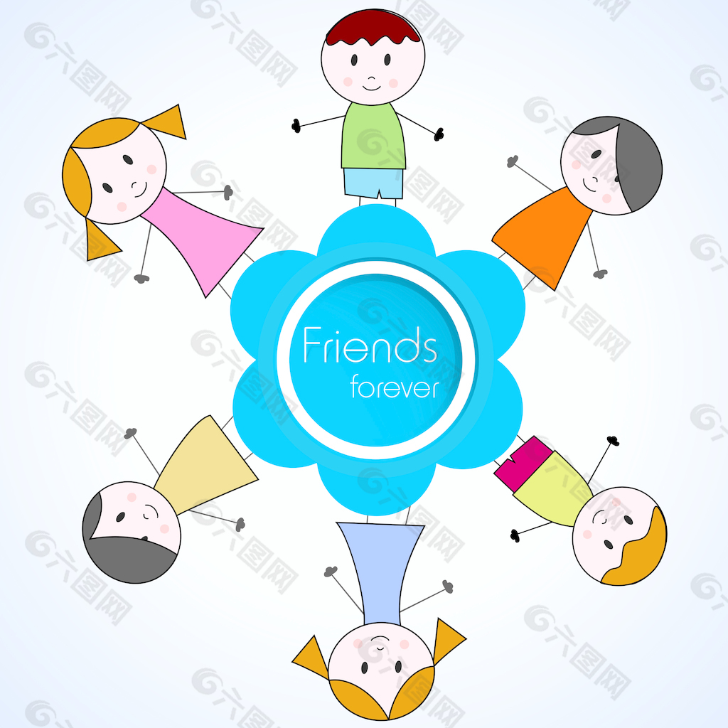 快乐的朋友圈的朋友在蓝色的背景背景素材免费下载(图片编号:2227694)
