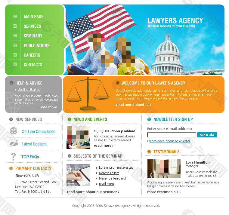 美国律师网站psd模板