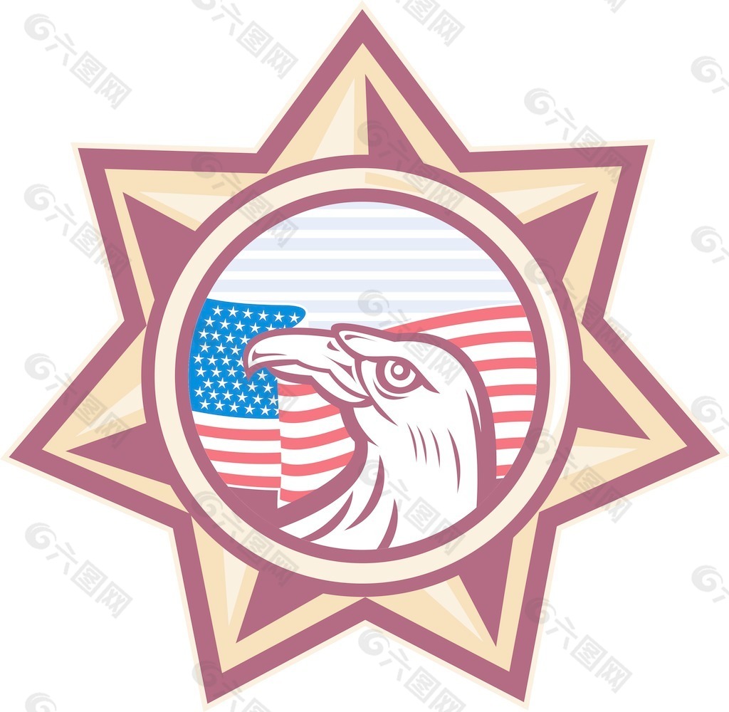 美国鹰星条旗标志星