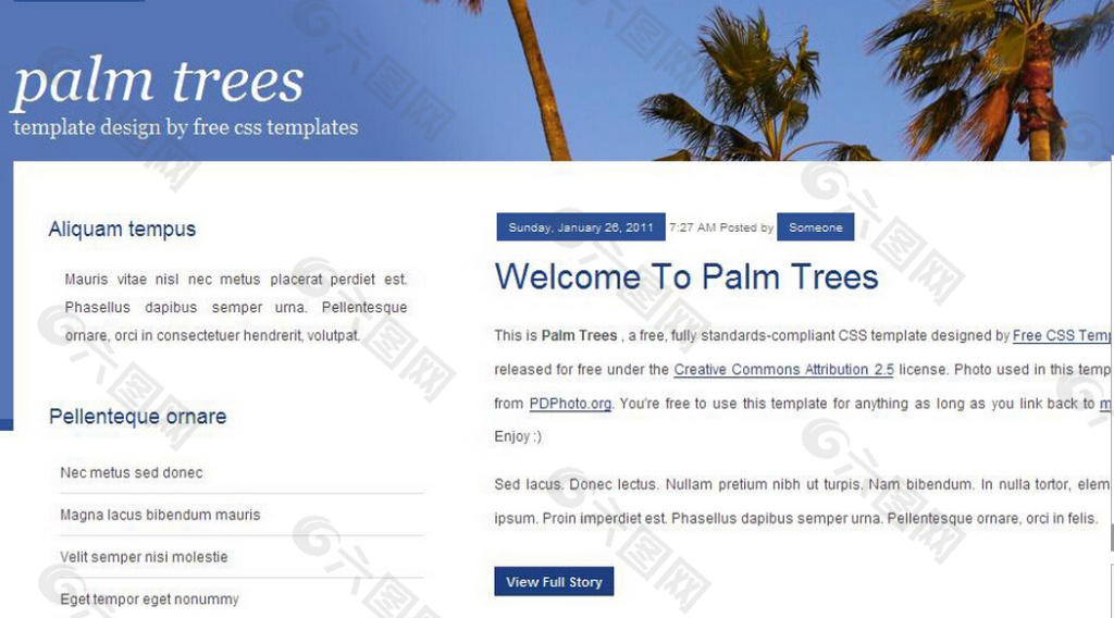 椰树风格BLOG网页模板