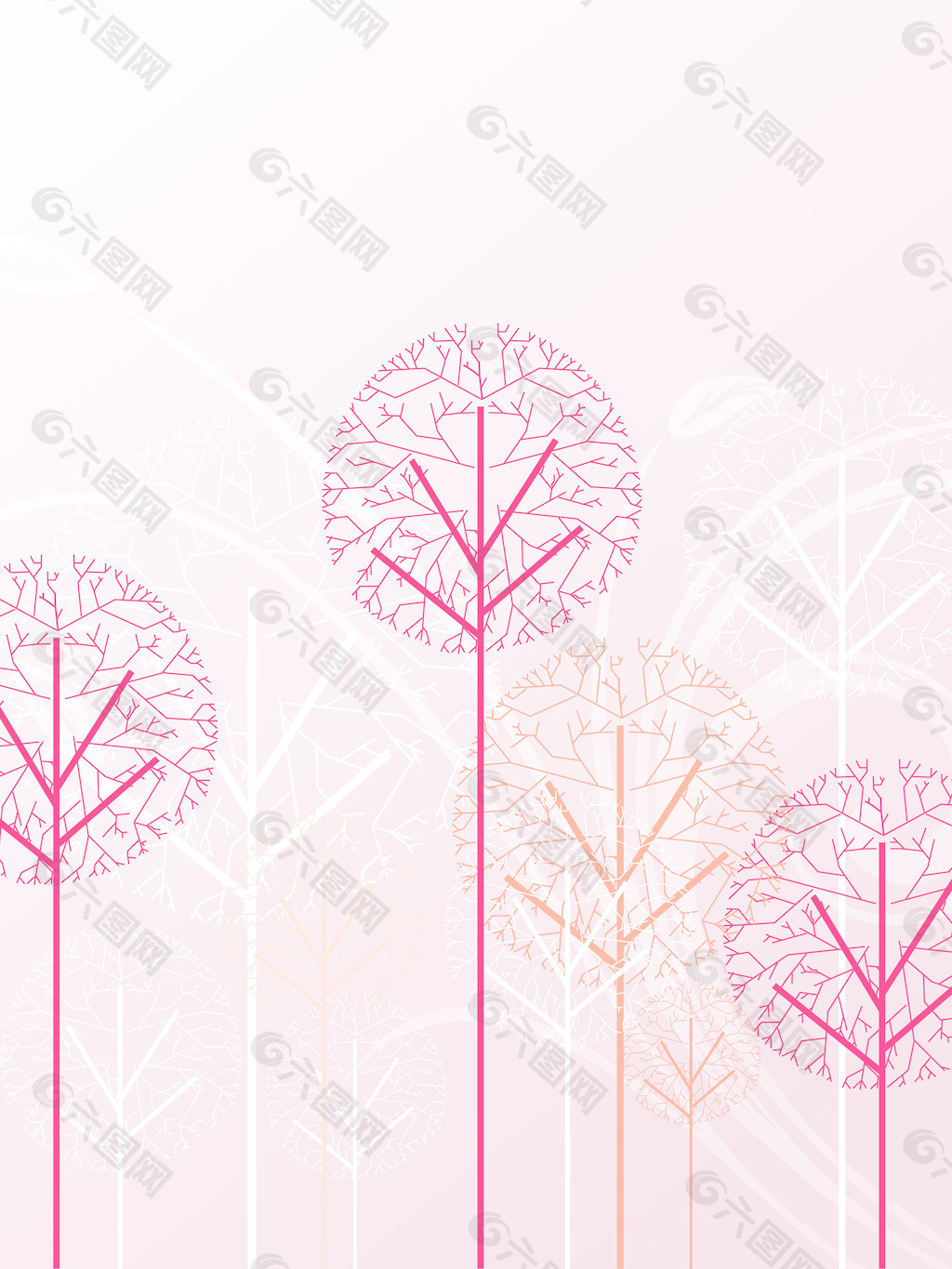 粉红色花的背景干树