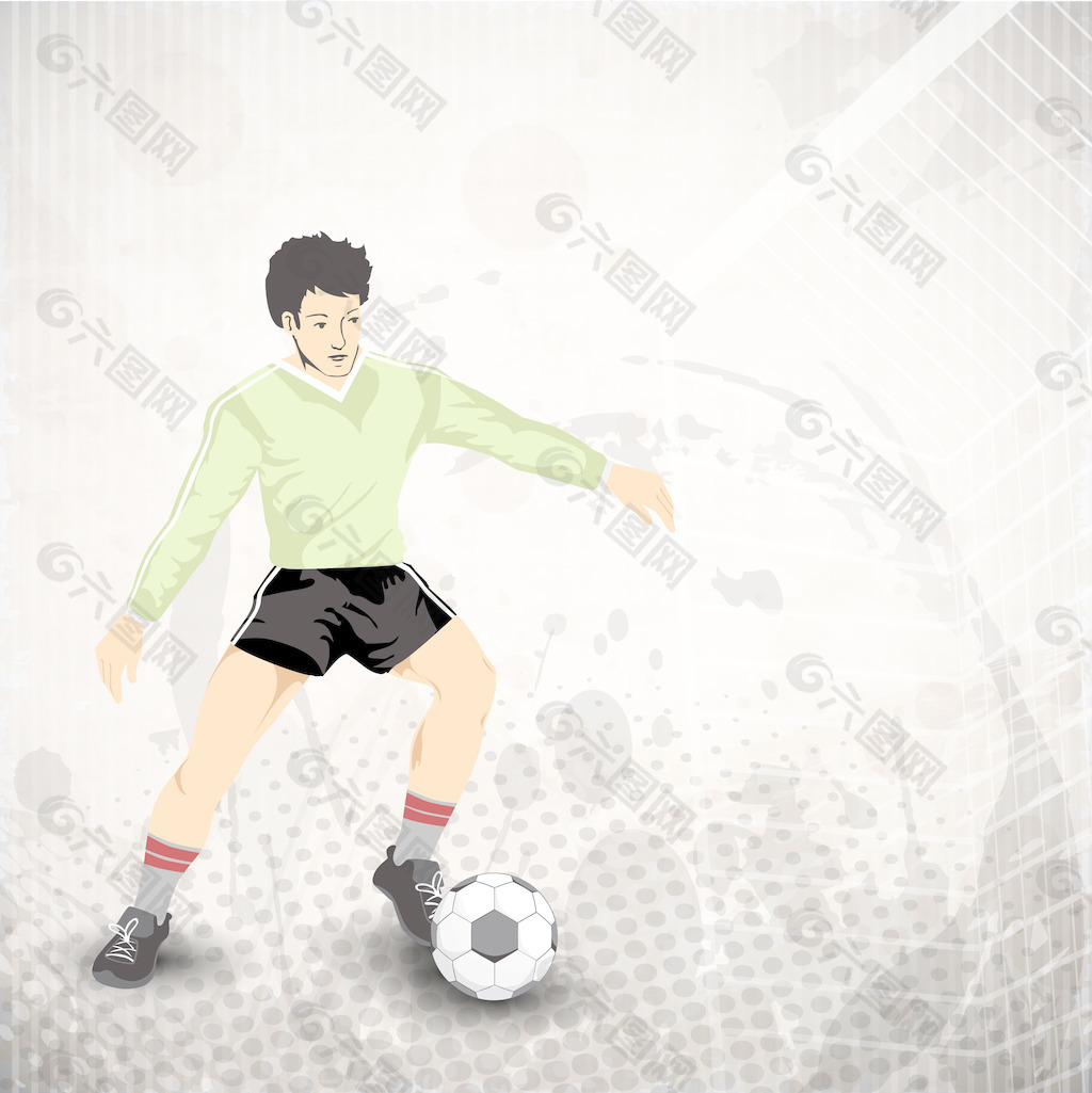 用灰色的EPS 10摘要蹩脚的背景足球踢足球运动员的插图