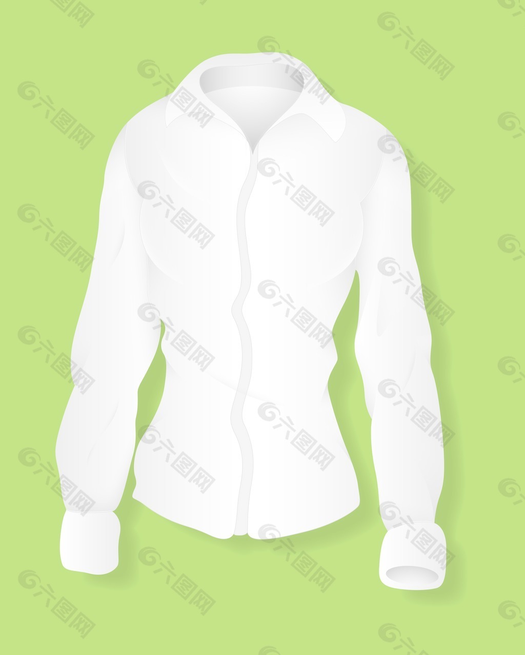 白色长袖女衬衫设计矢量插画模板