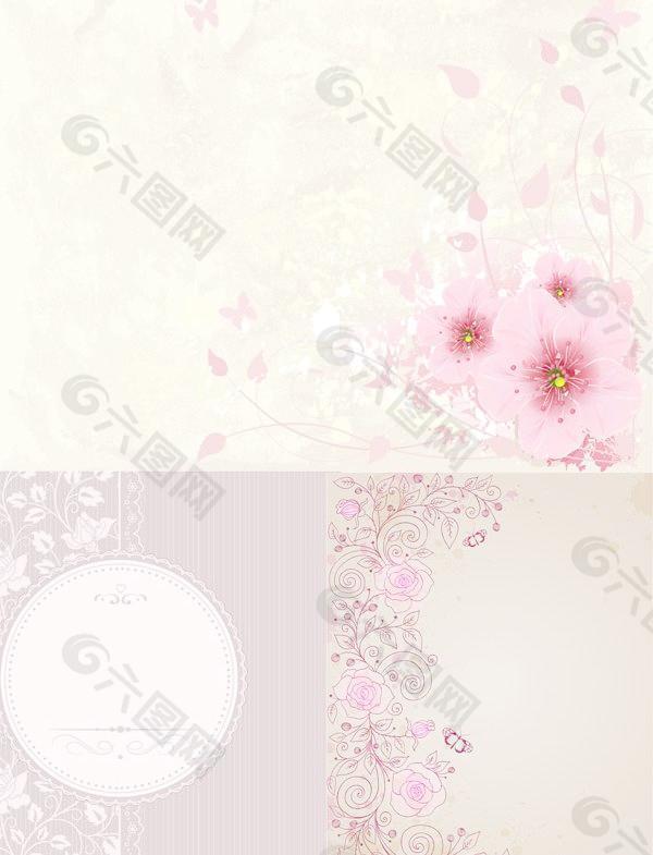 粉色淡雅花卉背景矢量图