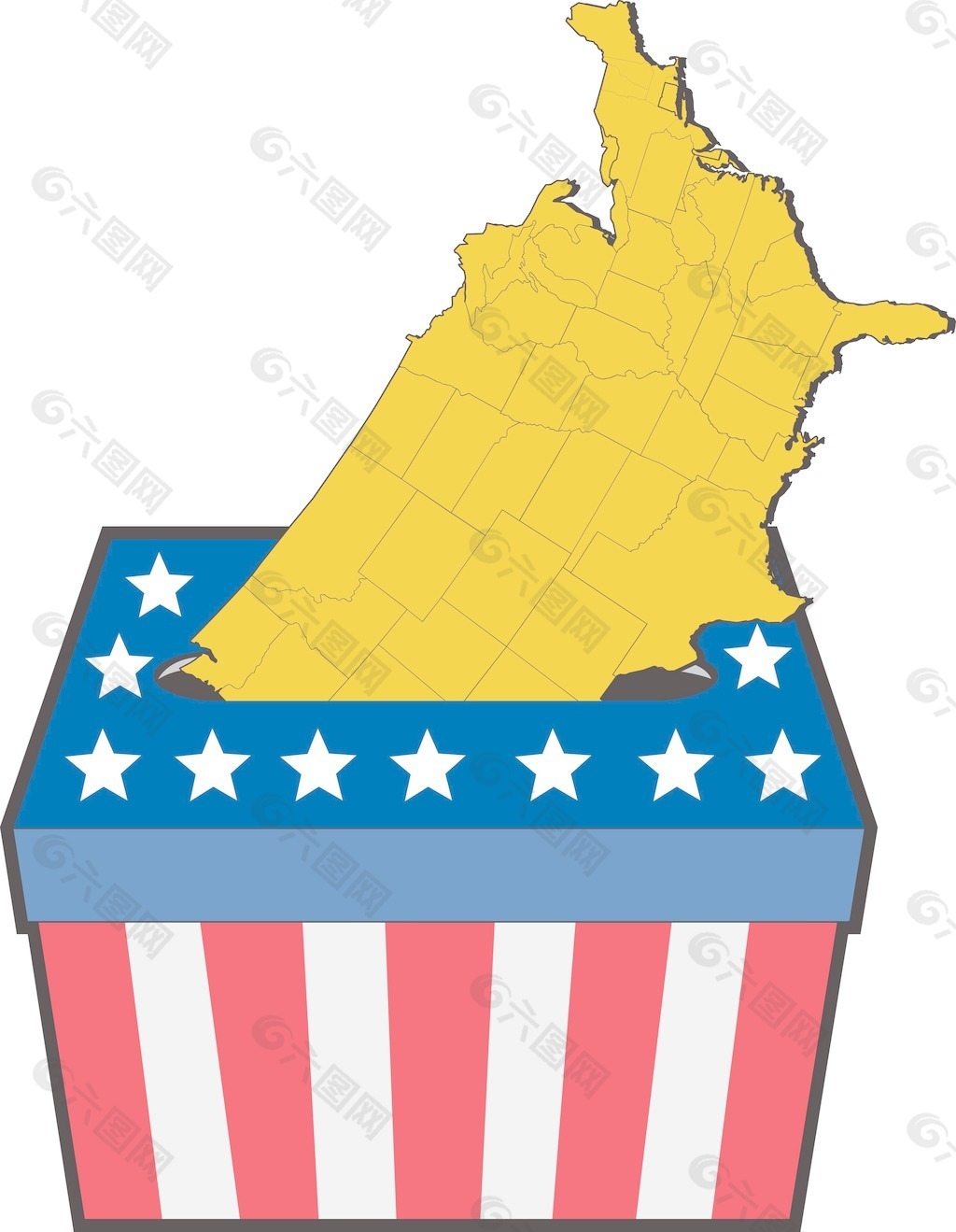 美国大选投票箱美国地图