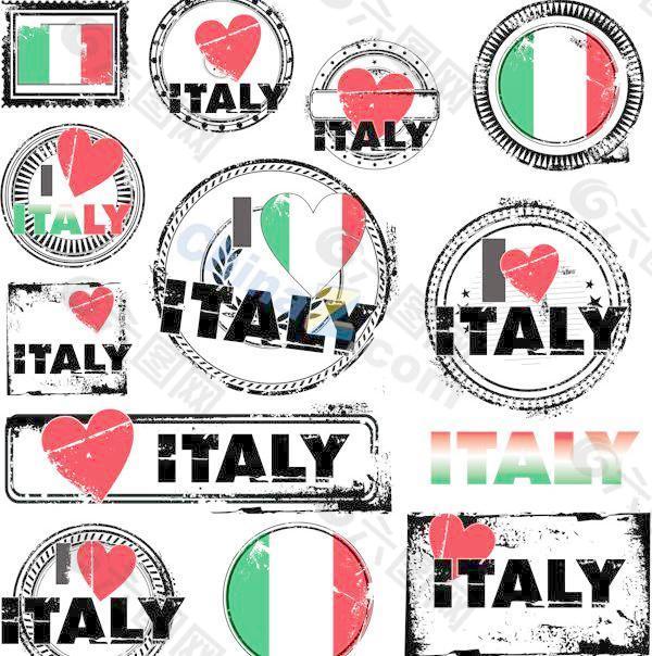 我爱意大利矢量标志设计