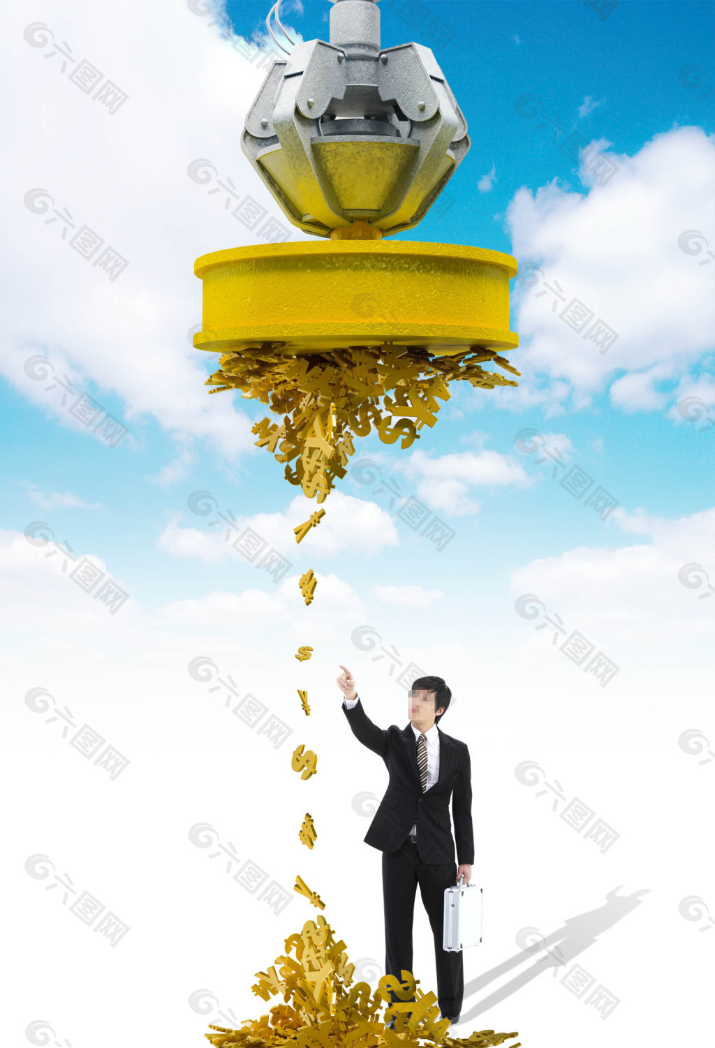黄豆抓着天上掉下来的钱插画图片素材_ID:425516224-Veer图库