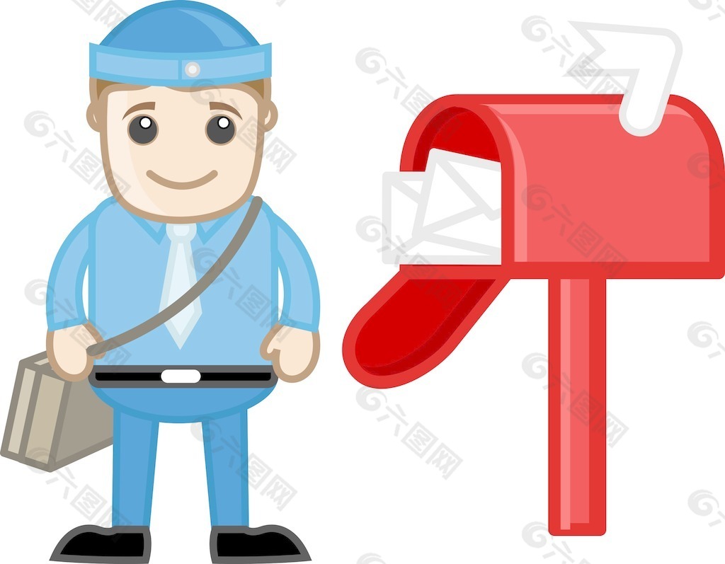 邮递员-矢量字符的卡通插画