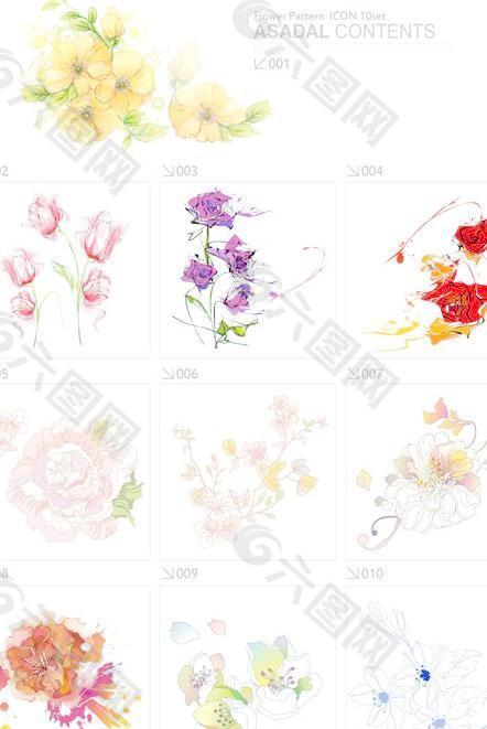 鲜花花纹矢量素材1