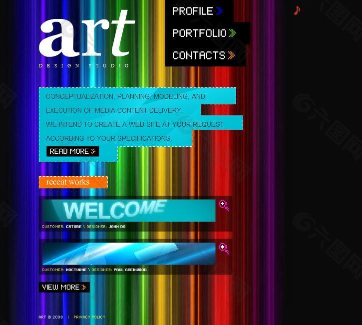 彩色艺术网页动画模板