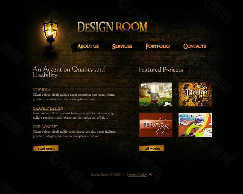 复古设计空间网页动画模板