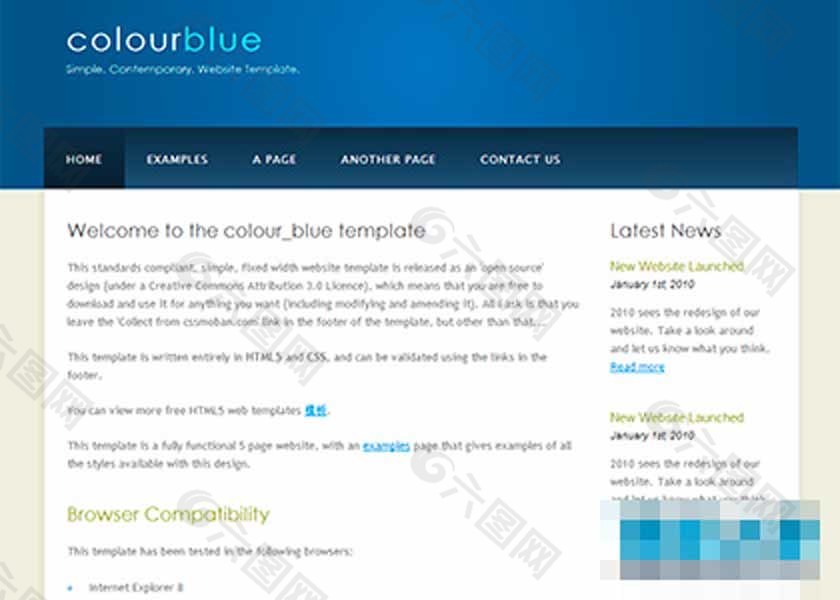 蓝色高光简单标准英文博客模板