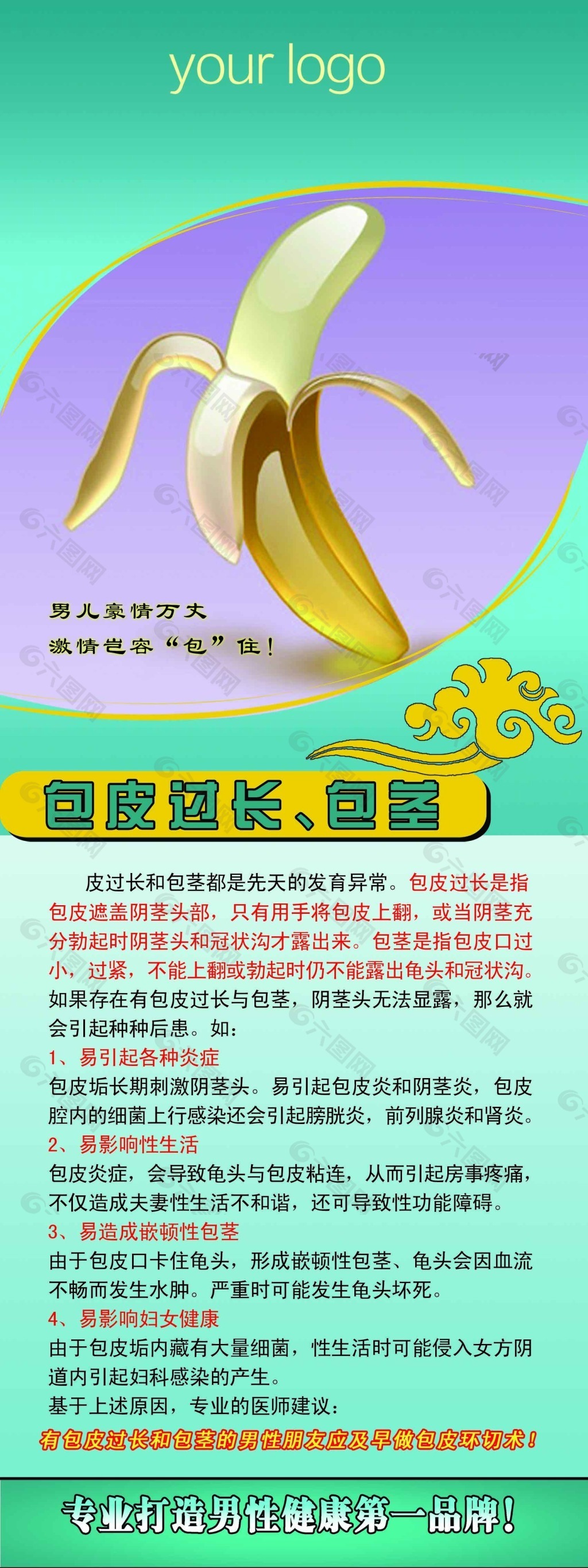 包皮包茎治疗易拉宝