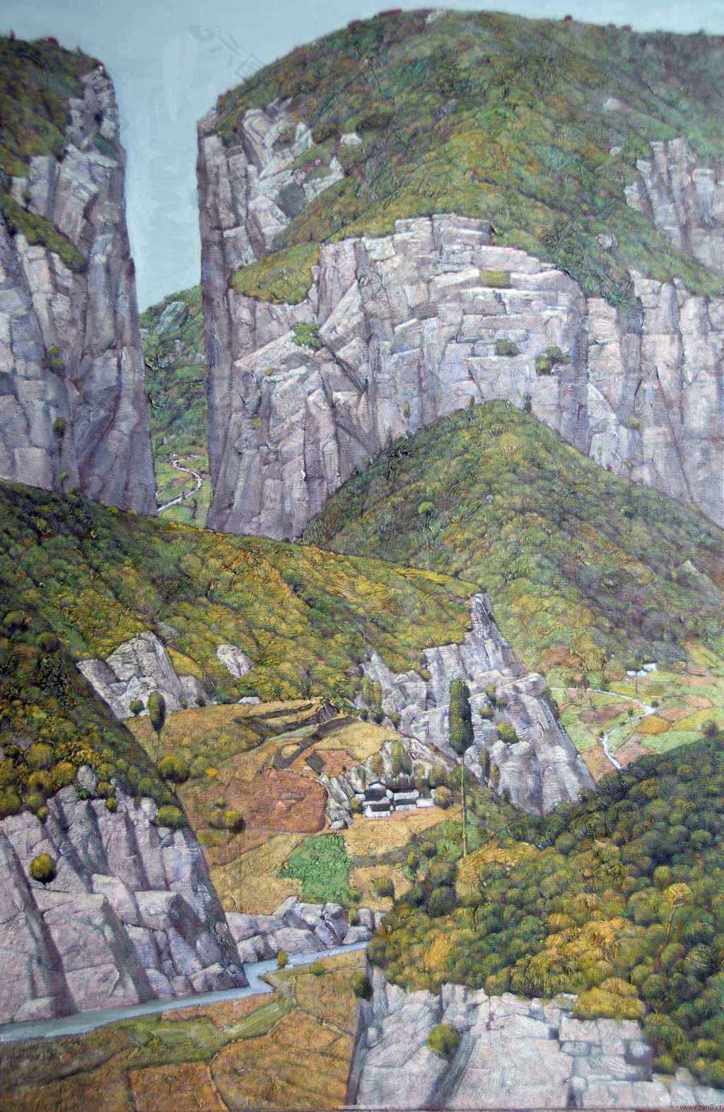 山石风景油画