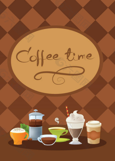 coffee time 矢量素材海报