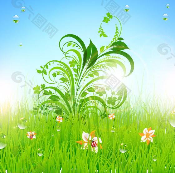 绿色草地上的花朵