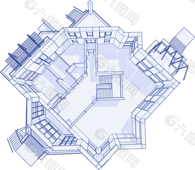 楼房建筑俯视图