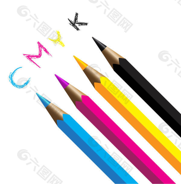 CMKY四色铅笔矢量素材