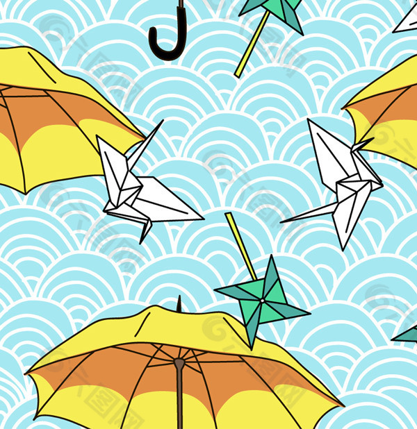 矢量背景雨伞创意插画