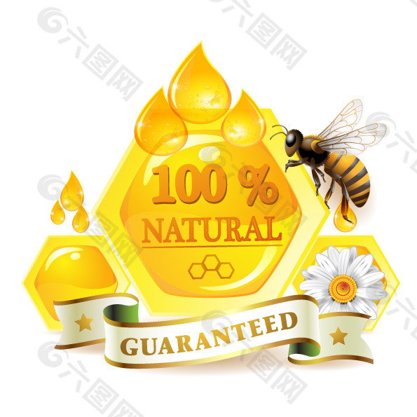 矢量素材采蜜中的蜜蜂